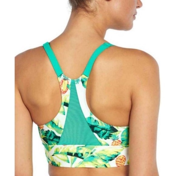 Wildfox Sweat Green Yellow Palms and Pina Sports Bra Size Large - Picture 3 of 8